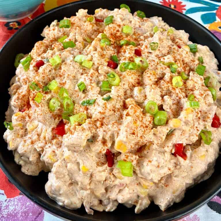 Southwest Corn Dip in black bowl.
