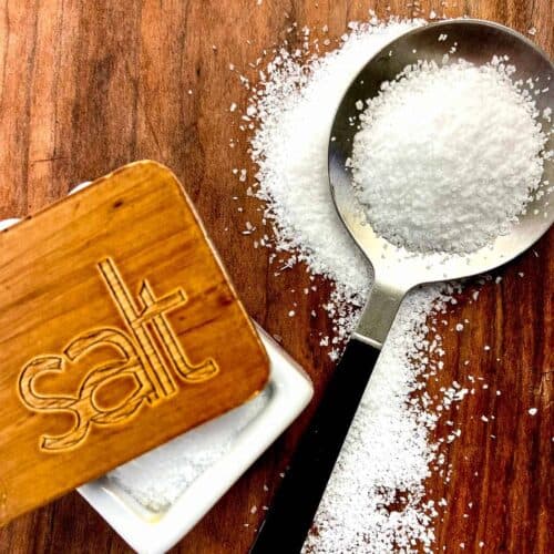 Salt on a spoon.