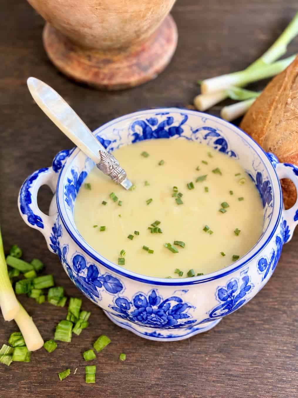 Vichyssoise in decorative soup tureen.