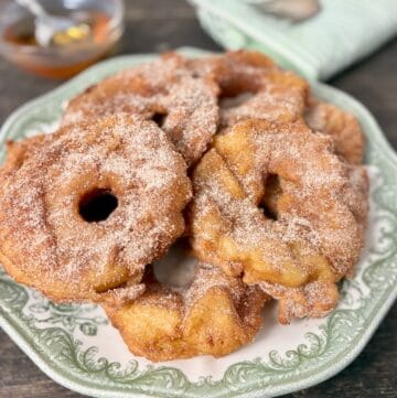 German Fried Apple Rings on serving platter.