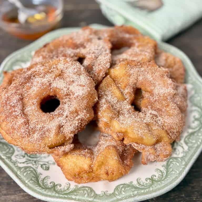 German Fried Apple Rings on serving platter.